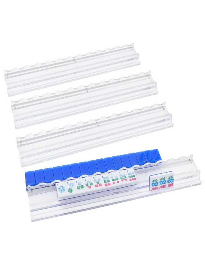 Jongyance Set of 4 Clear Acrylic Mahjong Racks with Redesigned Pusher, American Mahjong Accessories - Image 1